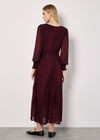 Spot Print Chiffon Midaxi Dress, Burgundy, large