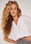 Textured Cotton Pleat Front Top, White, large