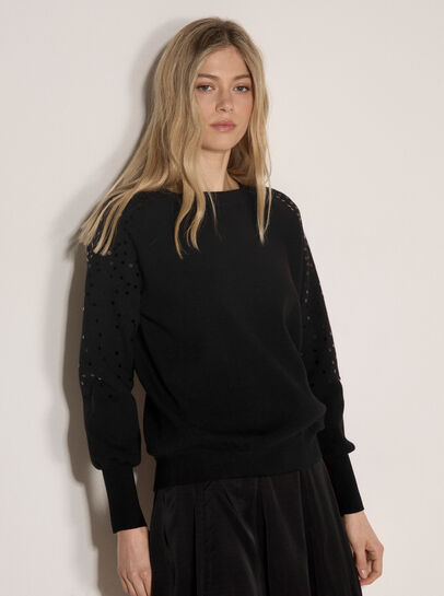 Sequin Sleeve Ribbed Knit Jumper