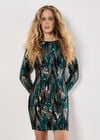 Mixed Sequin Velvet Bodycon Mini Dress, Green, large