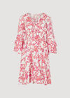 Floral Smocked Ruffle Mini Dress, Pink, large