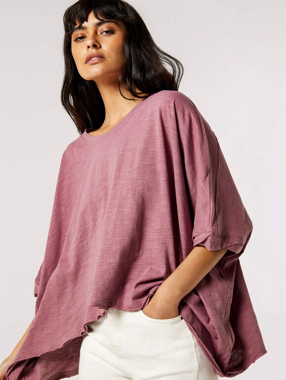 Cotton Jersey Waterfall T-Shirt, Lilac, large