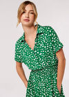 Painterly Dot Smocked Midi Dress, Green, large