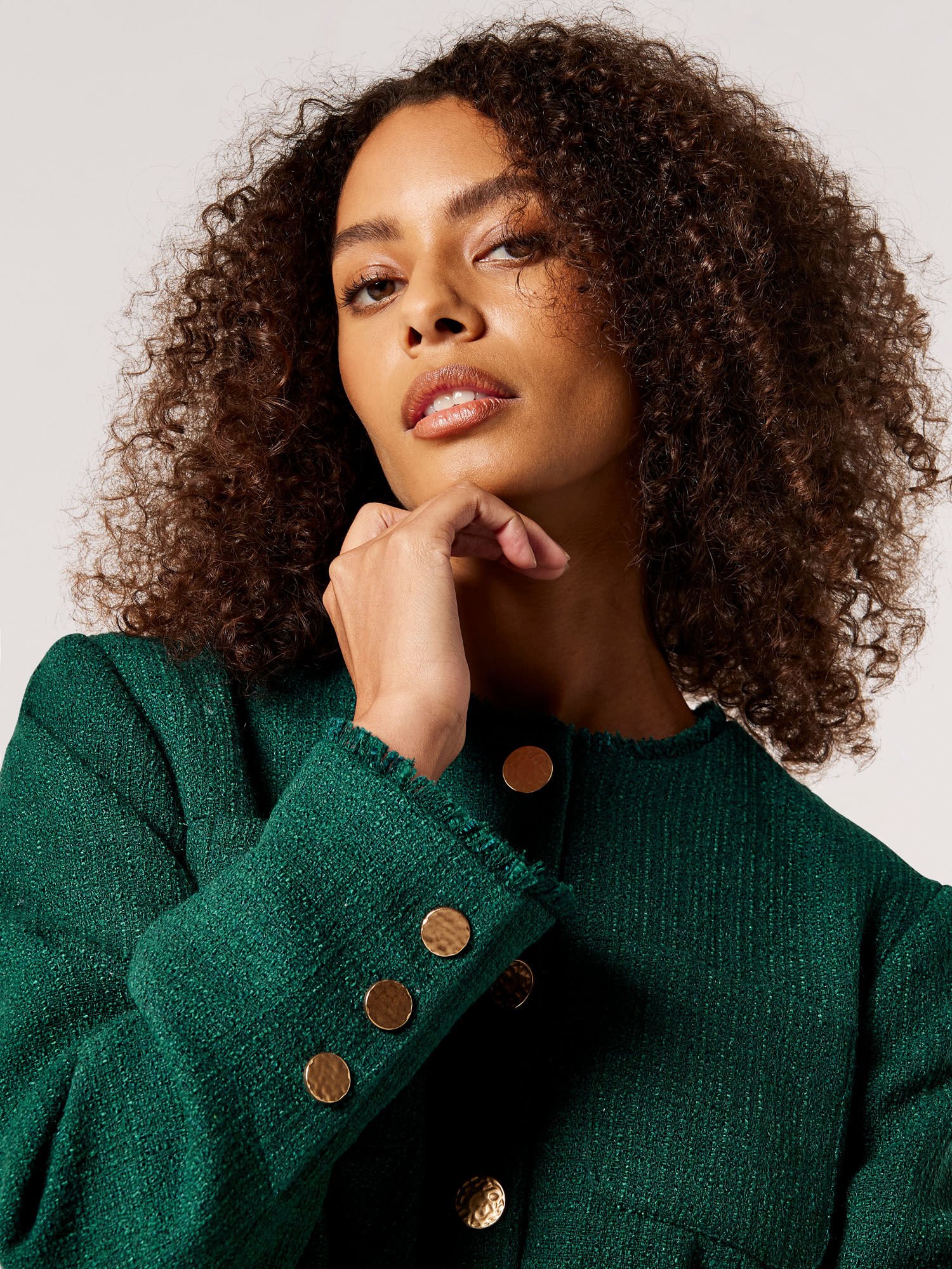Green fringe jacket best sale
