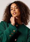 Tweed Cropped Fringe Jacket, Green, large