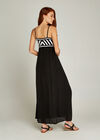 Black Crochet Stripe Maxi Dress, Black, large