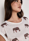 Elephant Print Slub T-Shirt, Khaki, large