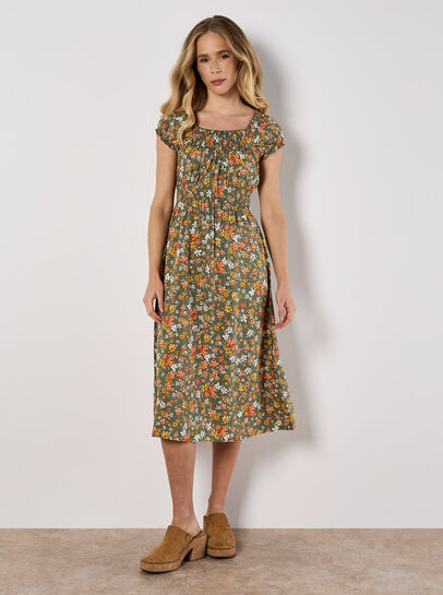 Ditsy Milkmaid Midi Dress