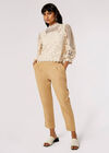 Puff Sleeve Floral Lace Top, Stone, large