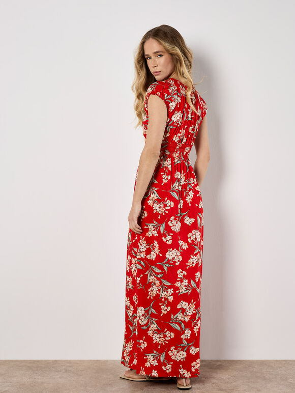 Jasmine Floral Wrap Maxi Dress, Red, large