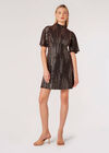 Metallic Sparkle Mini Dress, Brown, large