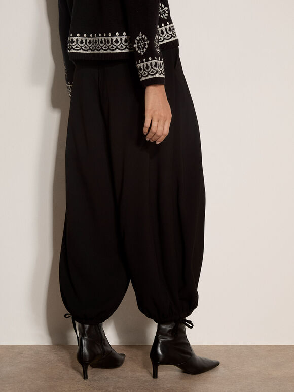 Wide-Leg Balloon Trousers, Black, large