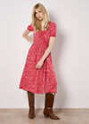 Floral Fruit Wrap Midi Dress, Red, large