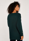 Asymmetric Zip Side Rib Knit Jumper, Green, large