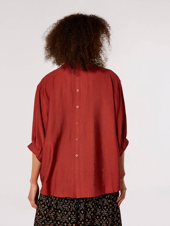 Textured High-Low Shirt, Rust, large