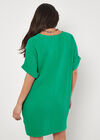 Textured Cotton Oversized T-Shirt Dress, Green, large