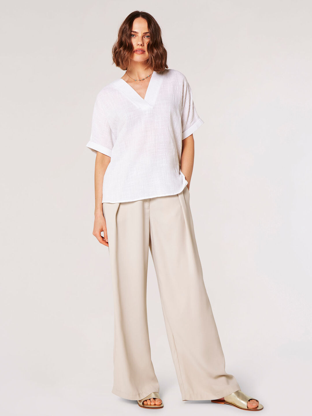 Back Button Detail Oversized Blouse