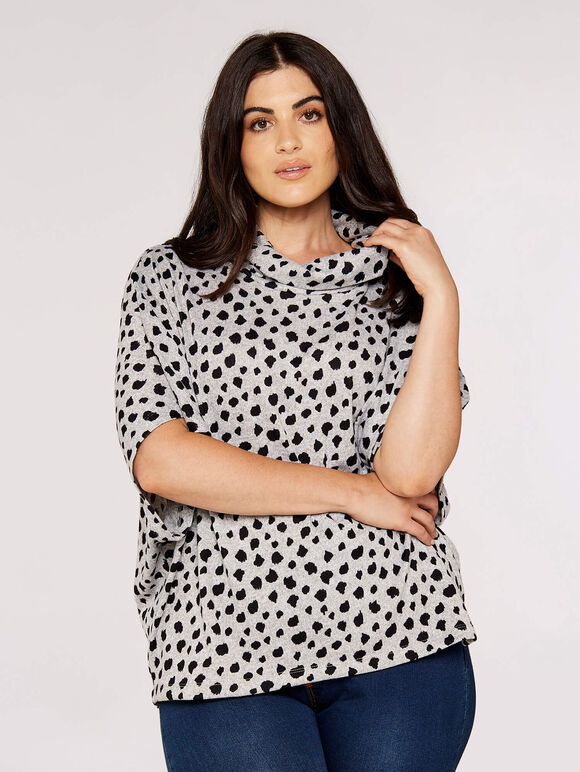 Curve Textured Dot Top, Grey, large