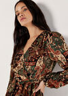 Paisley Wrap Mini Dress, Khaki, large