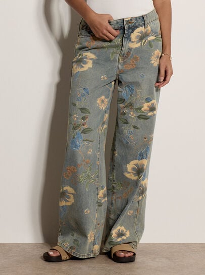 Floral Print Ankle-Length Jeans