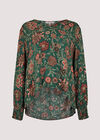 Ornate Floral Print High-Low Top, Green, large