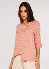 Irregular Spot Asymmetric Wrap Top, Pink, large