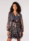 Patchwork Floral Mini Dress, Green, large