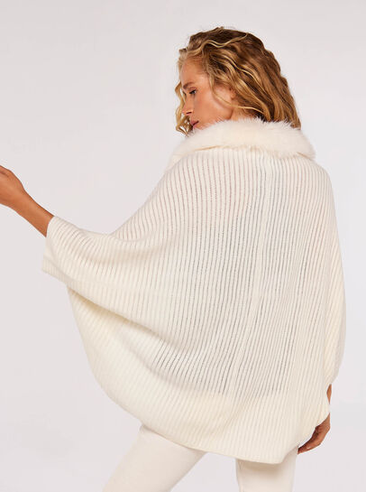 Faux Fur Trim Cocoon Shrug