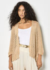 Gold Shimmer Open Knit Cardigan, Mustard, large