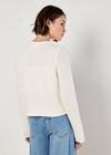 Waffle Knit Cardigan, Cream, large