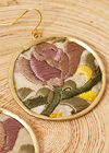 Embroidered Circle Earring, Yellow, large