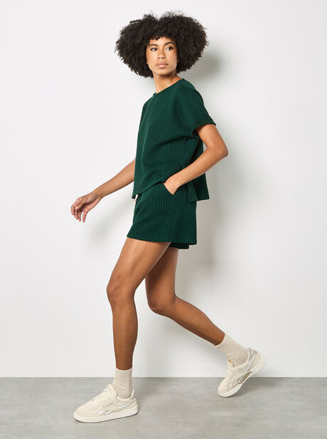 Waffle Knit Cotton Mini Shorts