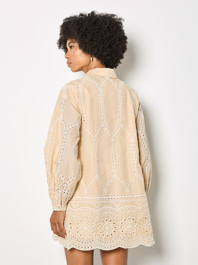 Broderie Anglaise Cotton Swing Mini Dress