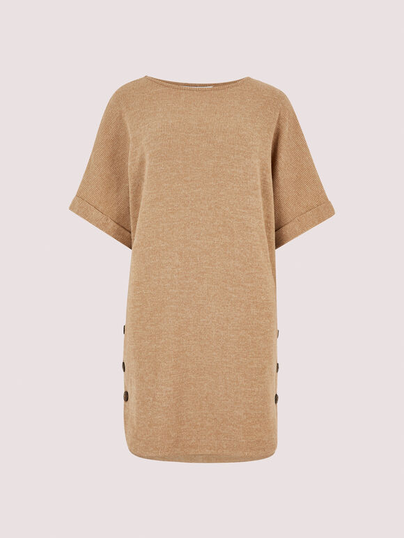 Soft Touch Batwing Mini Dress , Stone, large