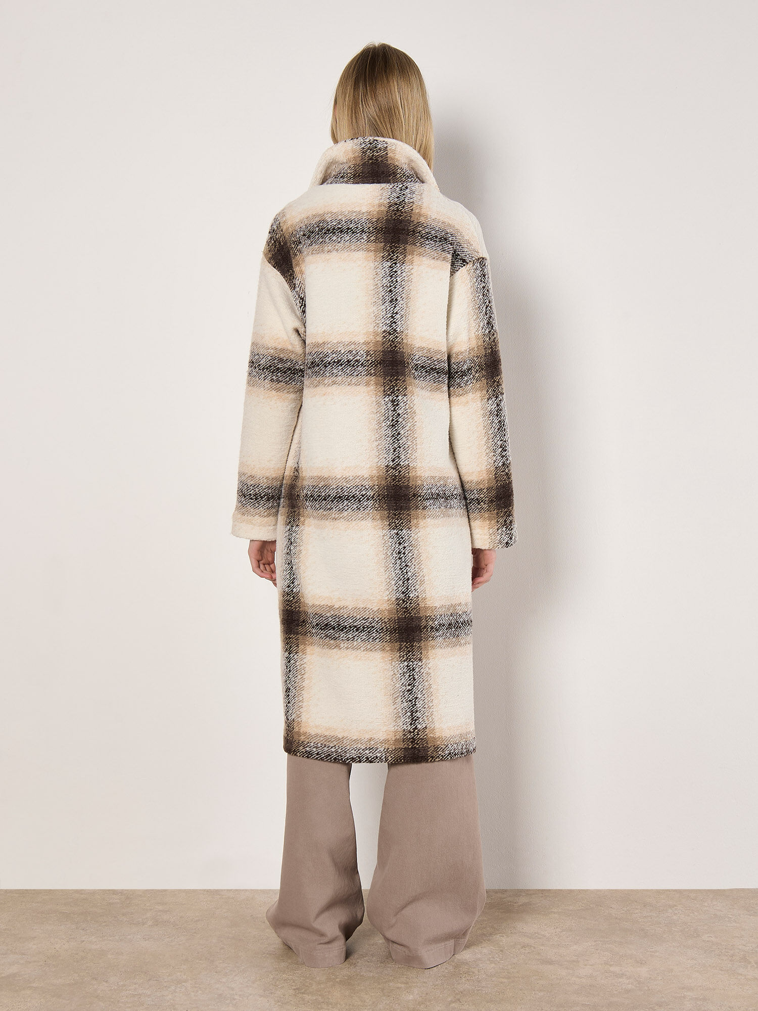 Soft Oversized Check Coat Apricot Clothing