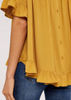 Square Button Back Top, Mustard, large