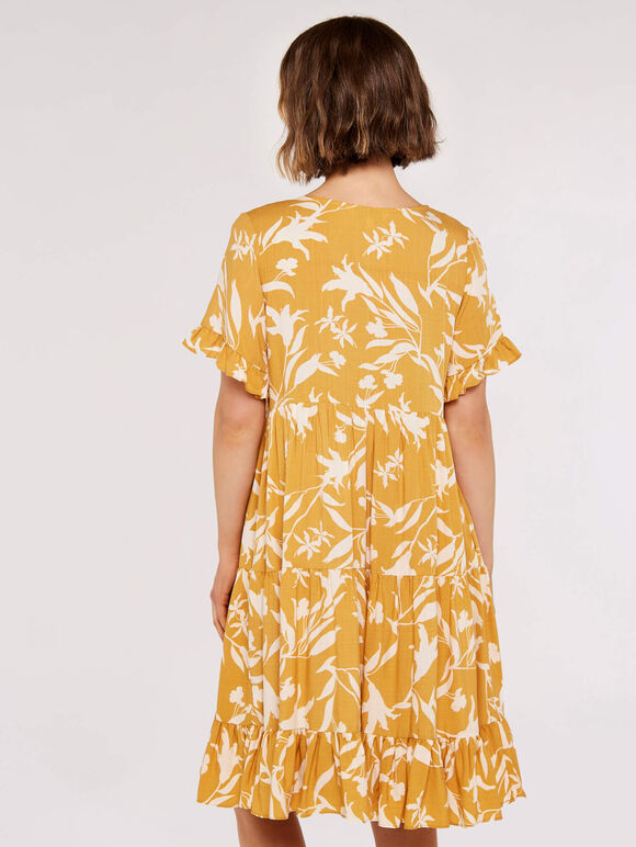 Floral Silhoutte Dress, Mustard, large