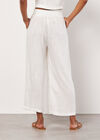 Linen Blend Cropped Palazzo Trousers, White, large