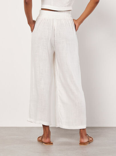 Linen Blend Cropped Palazzo Trousers