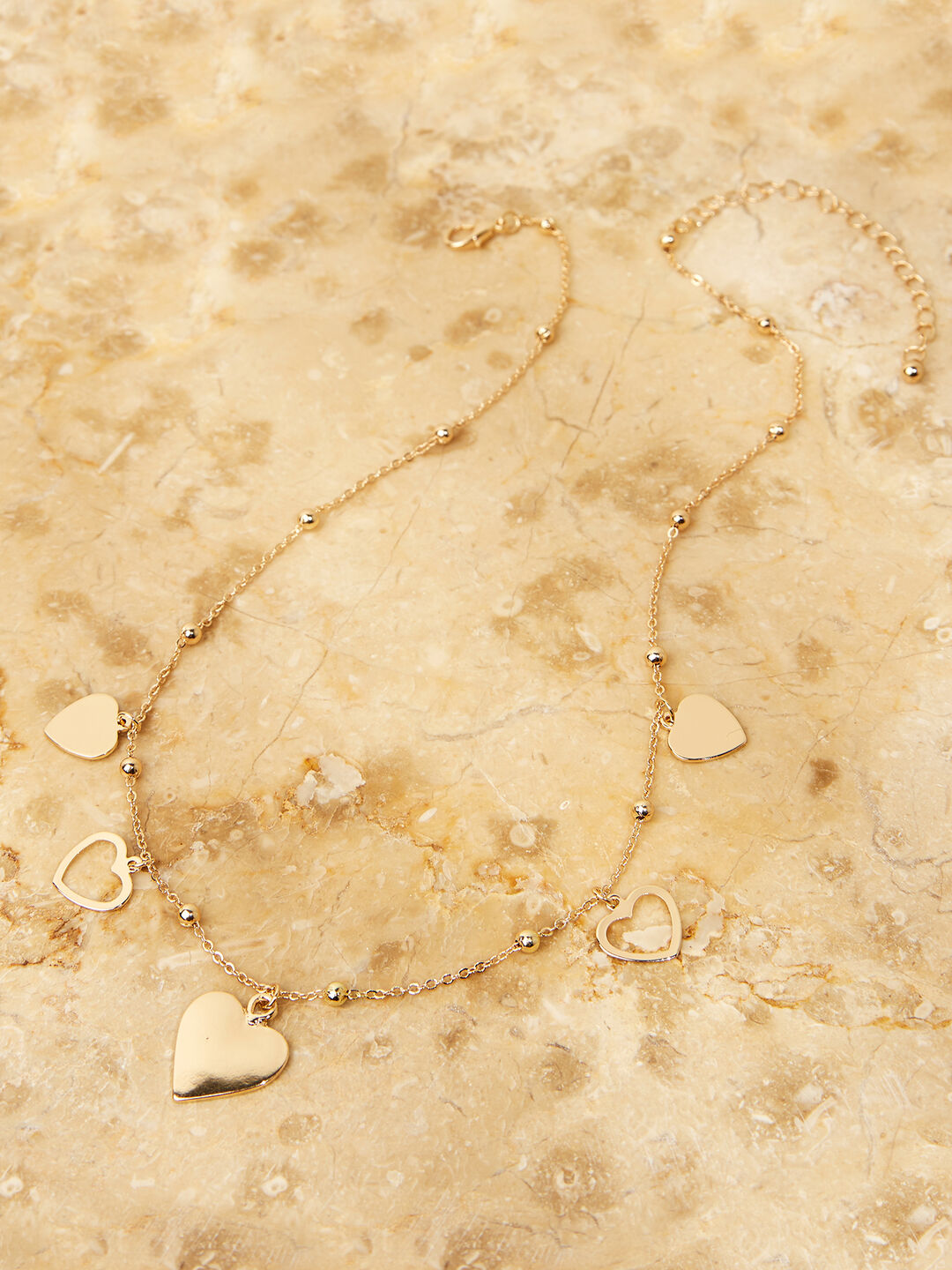 Image of Gold Tone Heart Charm Necklace