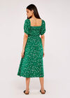 Floral Puff Sleeve Dress, Green, large