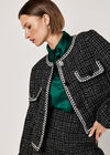 Tweed Cropped Jacket, Black, large