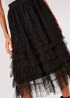 Tulle Layered Midi Skirt, Black, large