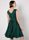 Metallic Pleat Skater Mini Dress, Green, large