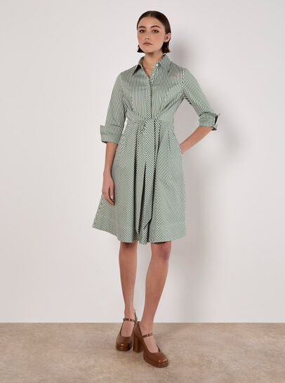 Cotton Stripe Shirt Mini Dress