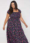 Curve Ditsy Floral Milkmaid Maxi Dress, Navy, large