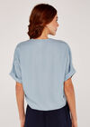 Button Tie Front Top, Blue, large
