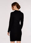 Ruched Mini Shirt Dress, Black, large