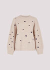 Embroidered Heart Jumper, Stone, large