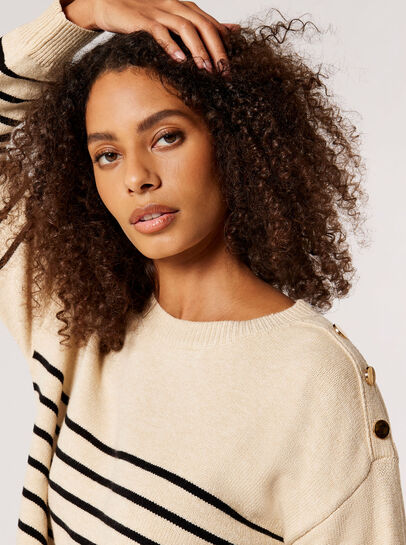 Stripe Knitted Gold Button Jumper